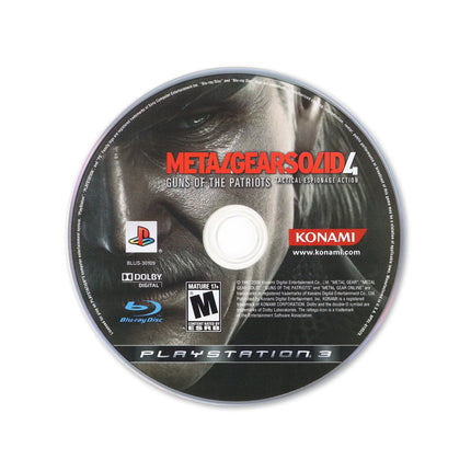 Metal Gear Solid 4 Guns of the Patriots for PlayStation 3 - Cartridge front with label - Game only.