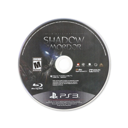 Middle Earth: Shadow of Mordor for PlayStation 3 - Cartridge front with label - Game only.