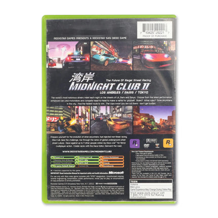 Midnight Club 2 for Microsoft Xbox - Case back cover - Product gallery.