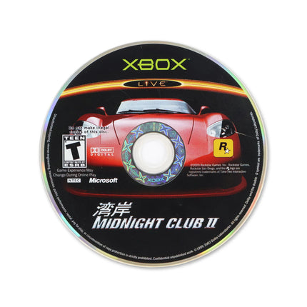 Midnight Club 2 for Microsoft Xbox - Disc front with label - Game only.