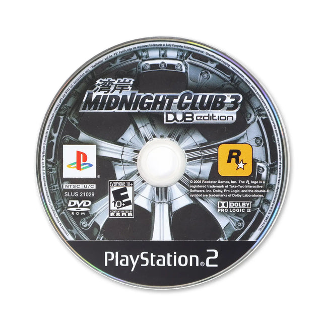 Midnight Club 3 Dub Edition for Sony PlayStation 2 - Disc front with label - Game only.