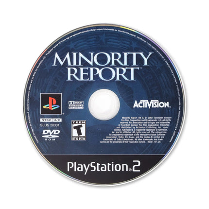 Minority Report for Sony PlayStation 2 - Disc front with label - Game only.