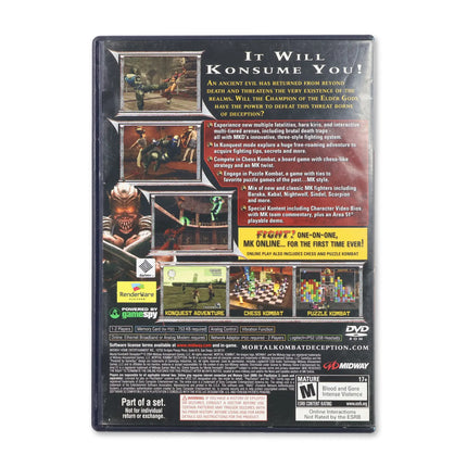 Mortal Kombat Deception for Sony PlayStation 2 - Case back cover - Product gallery.