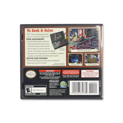 Mystery Case Files MillionHeir for Nintendo DS - Box back - Product gallery.