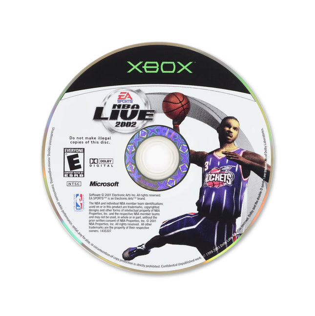 NBA Live 2002 for Microsoft Xbox - Disc front with label - Game only.