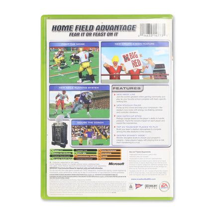 NCAA Football 2005 for Microsoft Xbox - Case back cover - Product gallery.