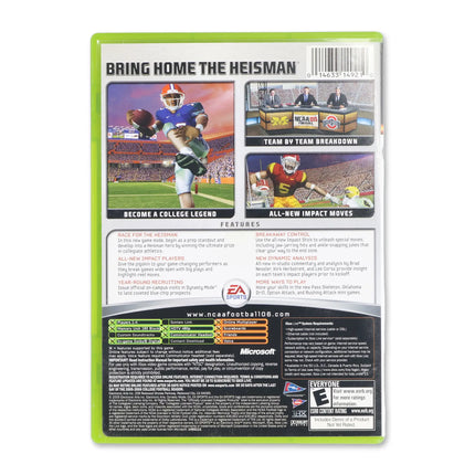 NCAA Football 2006 for Microsoft Xbox - Case back cover - Product gallery.