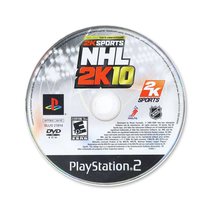 NHL 2K10 for Sony PlayStation 2 - Disc front with label - Game only.