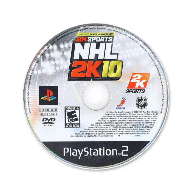 NHL 2K10 for Sony PlayStation 2 - Disc front with label - Game only.