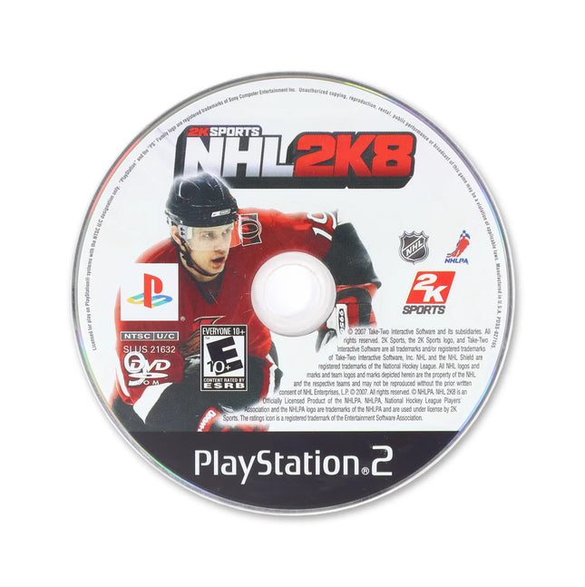 NHL 2K8 for Sony PlayStation 2 - Disc front with label - Game only.