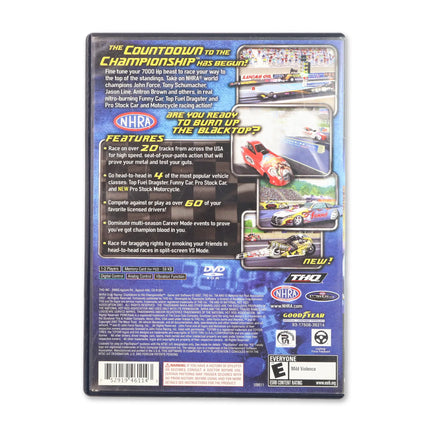 NHRA Drag Racing: Countdown to the Championship for Sony PlayStation 2 - Case back cover - Product gallery.