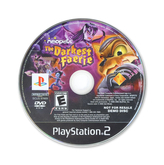 NeoPets the Darkest Faerie for Sony PlayStation 2 - Disc front with label - Game only.