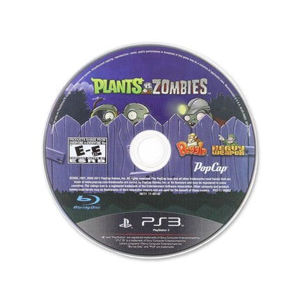Plants vs. Zombies for PlayStation 3 - Cartridge front with label - Game only.