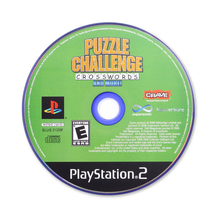 Puzzle Challenge Crosswords and More for Sony PlayStation 2 - Disc front with label - Game only.