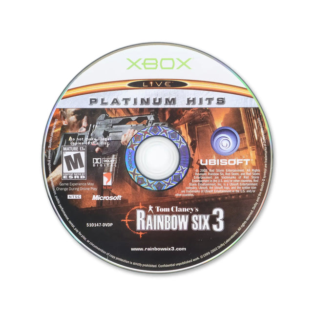 Rainbow Six 3 [Platinum Hits] for Microsoft Xbox - Disc front with label - Game only.