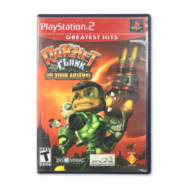 Ratchet & Clank Up Your Arsenal [Greatest Hits] for Sony PlayStation 2 - Case front cover - Complete in box or case and game.