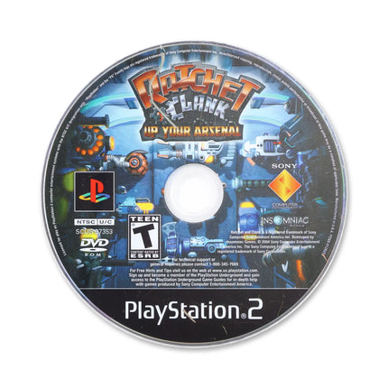 Ratchet & Clank Up Your Arsenal for Sony PlayStation 2 - Disc front with label - Game only.