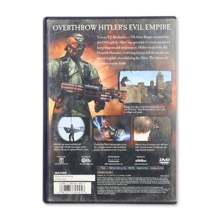 Return to Castle Wolfenstein for Sony PlayStation 2 - Case back cover - Product gallery.