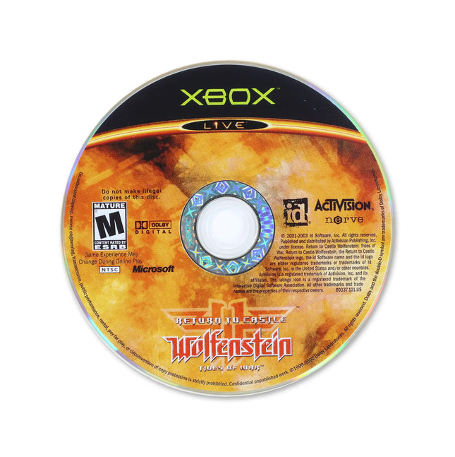 Return to Castle Wolfenstein for Microsoft Xbox - Disc front with label - Game only.