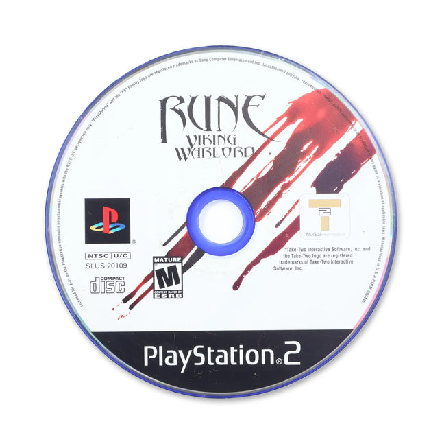 Rune Viking Warlord for Sony PlayStation 2 - Disc front with label - Game only.