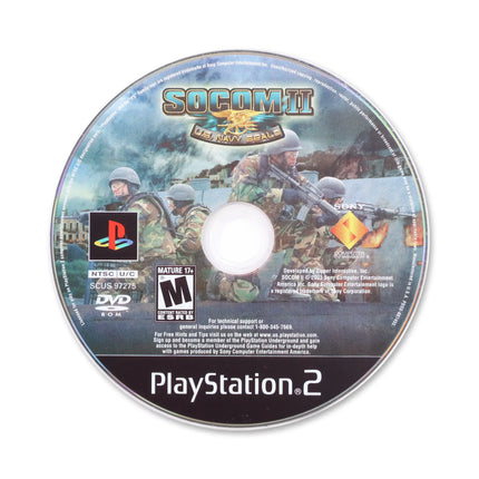 SOCOM II US Navy Seals for Sony PlayStation 2 - Disc front with label - Game only.