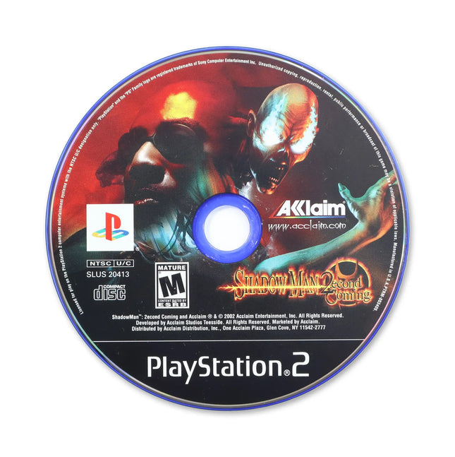 Shadow Man Second Coming for Sony PlayStation 2 - Disc front with label - Game only.