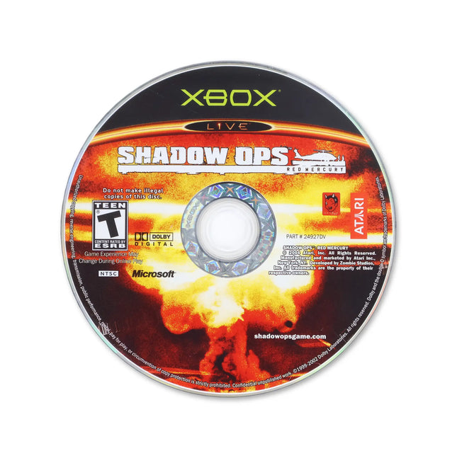 Shadow Ops Red Mercury for Microsoft Xbox - Disc front with label - Game only.