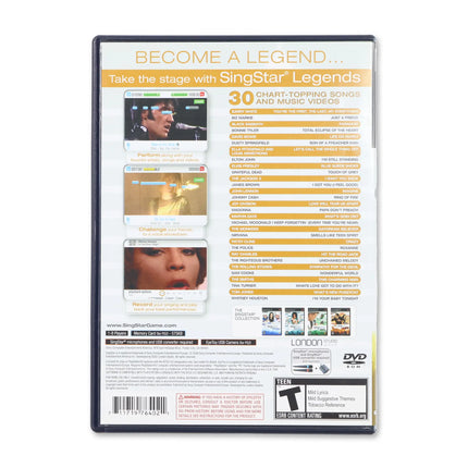 SingStar Legends for Sony PlayStation 2 - Case back cover - Product gallery.