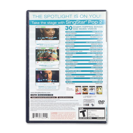 SingStar Pop Vol. 2 for Sony PlayStation 2 - Case back cover - Product gallery.