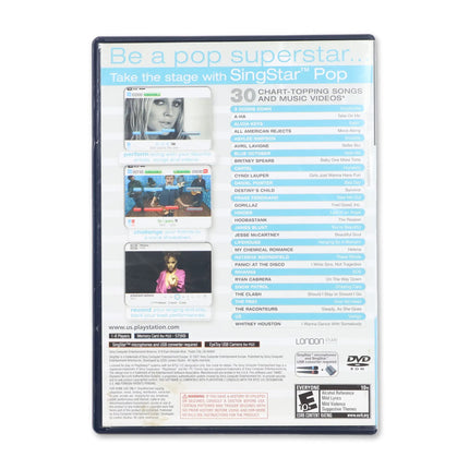 Singstar Pop for Sony PlayStation 2 - Case back cover - Product gallery.