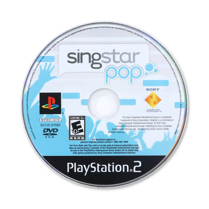 Singstar Pop for Sony PlayStation 2 - Disc front with label - Game only.