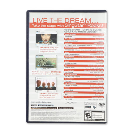 Singstar Rocks for Sony PlayStation 2 - Case back cover - Product gallery.