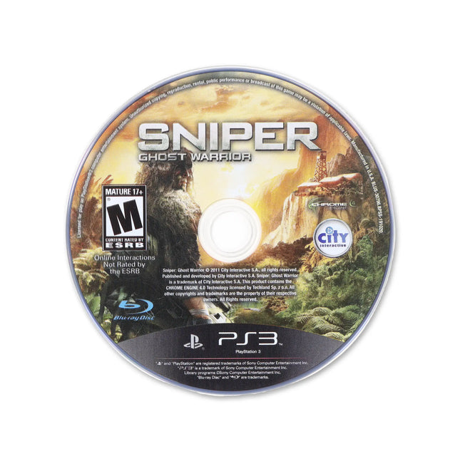 Sniper Ghost Warrior for PlayStation 3 - Cartridge front with label - Game only.