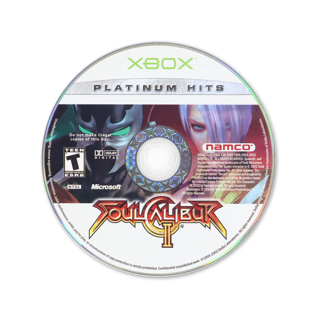 Soul Calibur II [Platinum Hits] for Microsoft Xbox - Disc front with label - Game only.