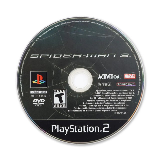 Spiderman 3 for Sony PlayStation 2 - Disc front with label - Game only.