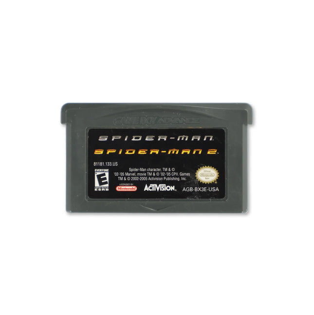 Spiderman Double Pack for Nintendo Game Boy Advance - Cartridge front with label - Game only.
