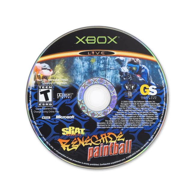 Splat Magazine Renegade Paintball for Microsoft Xbox - Disc front with label - Game only.