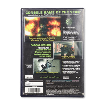 Splinter Cell for Sony PlayStation 2 - Case back cover - Product gallery.