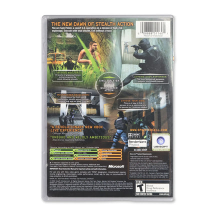 Splinter Cell Pandora Tomorrow [Platinum Hits] for Microsoft Xbox - Case back cover - Product gallery.
