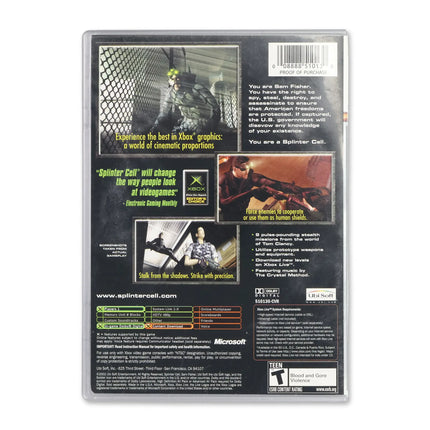 Splinter Cell [Platinum Hits] for Microsoft Xbox - Case back cover - Product gallery.