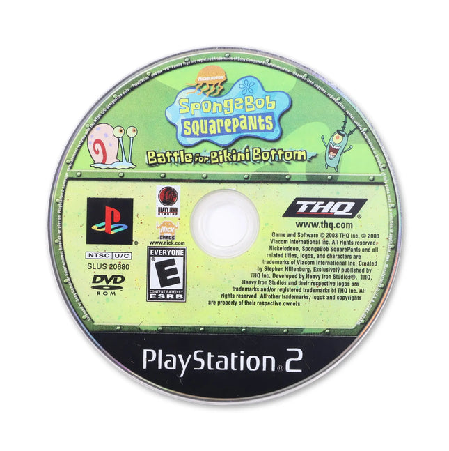 SpongeBob SquarePants Battle for Bikini Bottom for Sony PlayStation 2 - Disc front with label - Game only.