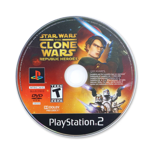 Star Wars Clone Wars: Republic Heroes for Sony PlayStation 2 - Disc front with label - Game only.