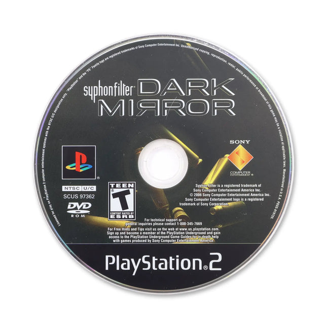 Syphon Filter Dark Mirror for Sony PlayStation 2 - Disc front with label - Game only.
