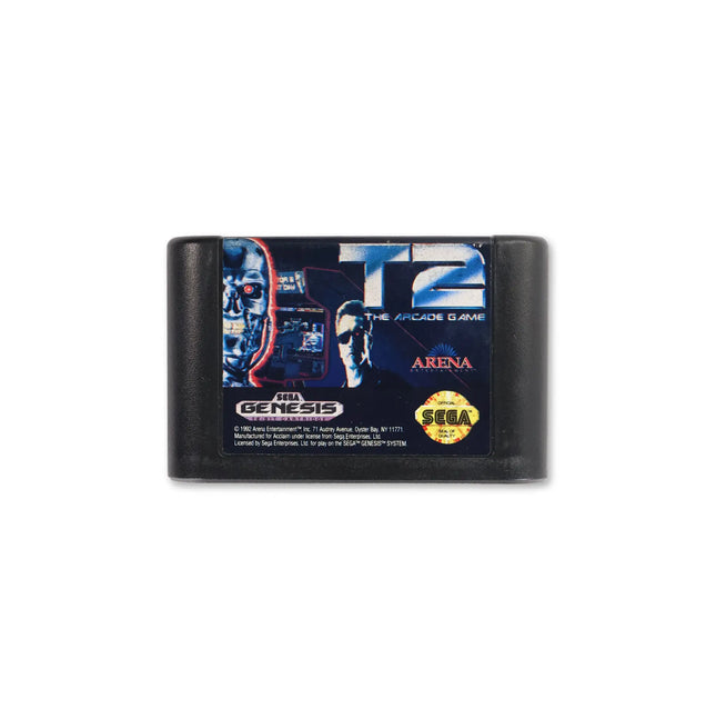 T2 The Arcade Game for Sega Genesis - Cartridge front with label - Game only.
