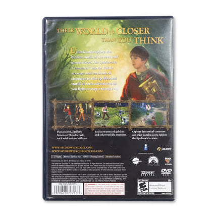 The Spiderwick Chronicles for Sony PlayStation 2 - Case back cover - Product gallery.
