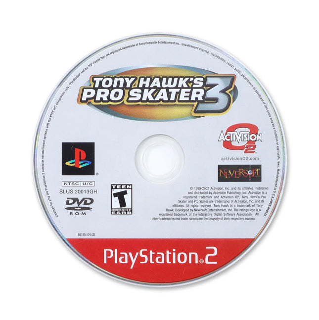 Tony Hawk 3 [Greatest Hits] for Sony PlayStation 2 - Disc front with label - Game only.