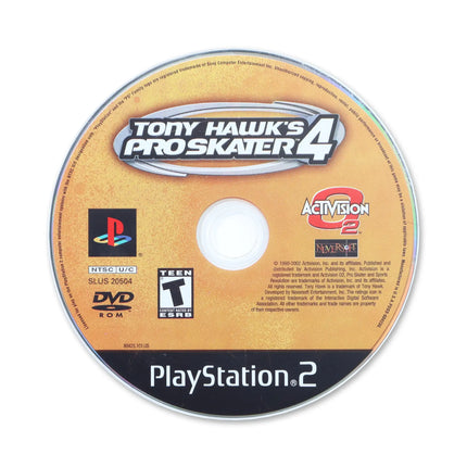 Tony Hawk 4 for Sony PlayStation 2 - Disc front with label - Game only.