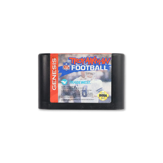 Troy Aikman NFL Football for Sega Genesis - Cartridge front with label - Game only.