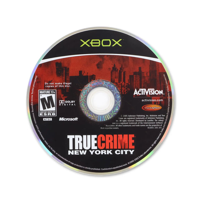 True Crime New York City for Microsoft Xbox - Disc front with label - Game only.