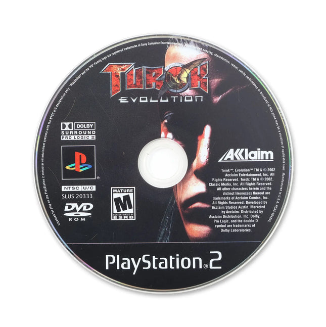 Turok Evolution for Sony PlayStation 2 - Disc front with label - Game only.